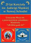 25 lat kościoła p.w. św. Jadwigi Śląskiej w Nowej Schodni