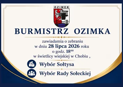 Zawiadomienie o wyborczym zebraniu mieszkańców Sołectwa Chobie
