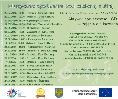 Muzyczne spotkania pod zieloną nutką - Aktywna społeczność LGD - zajęcia dla każdego